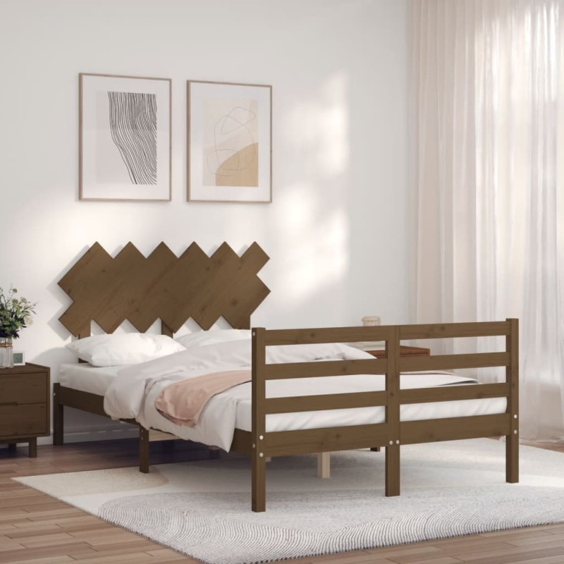 vidaXL Massivholzbett mit Kopfteil Honigbraun vidaXL Massivholzbett mit Kopfteil Honigbraun