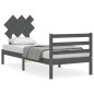 vidaXL Massivholzbett mit Kopfteil Grau 90x200 cm vidaXL Massivholzbett mit Kopfteil Grau 90x200 cm