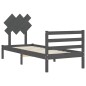 vidaXL Massivholzbett mit Kopfteil Grau 90x200 cm vidaXL Massivholzbett mit Kopfteil Grau 90x200 cm
