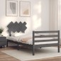 vidaXL Massivholzbett mit Kopfteil Grau 100x200 cm vidaXL Massivholzbett mit Kopfteil Grau 100x200 cm