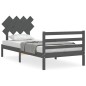 vidaXL Massivholzbett mit Kopfteil Grau 100x200 cm vidaXL Massivholzbett mit Kopfteil Grau 100x200 cm