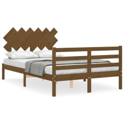 vidaXL Massivholzbett mit Kopfteil Honigbraun 120x200 cm