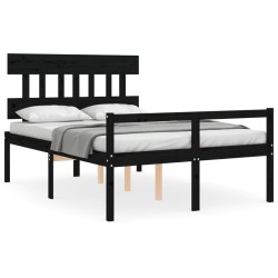 vidaXL Seniorenbett mit Kopfteil Schwarz Massivholz