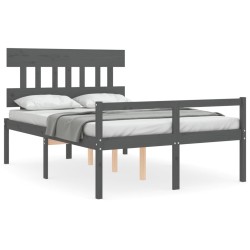 vidaXL Massivholzbett mit Kopfteil Grau 140x200 cm
