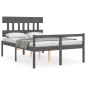 vidaXL Massivholzbett mit Kopfteil Grau 140x200 cm vidaXL Massivholzbett mit Kopfteil Grau 140x200 cm