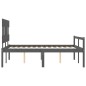 vidaXL Massivholzbett mit Kopfteil Grau 140x200 cm vidaXL Massivholzbett mit Kopfteil Grau 140x200 cm