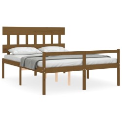 vidaXL Seniorenbett mit Kopfteil Honigbraun Kingsize Massivholz