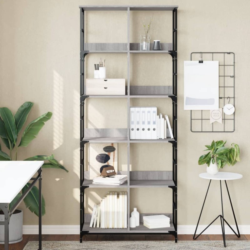 vidaXL Bücherregal Grau Sonoma 78,5x33x188,5 cm Holzwerkstoff vidaXL Bücherregal Grau Sonoma 78,5x33x188,5 cm Holzwerkstoff