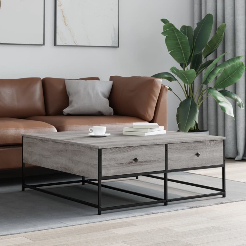 vidaXL Couchtisch Grau Sonoma 100x99x40 cm Holzwerkstoff vidaXL Couchtisch Grau Sonoma 100x99x40 cm Holzwerkstoff