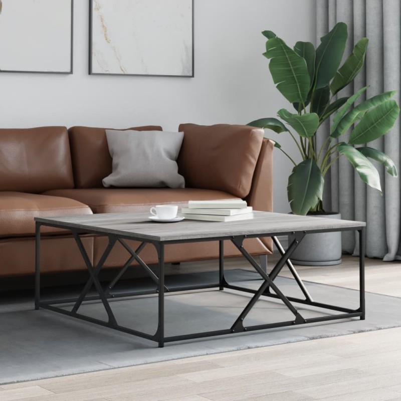 vidaXL Couchtisch Grau Sonoma 100x100x40 cm Holzwerkstoff vidaXL Couchtisch Grau Sonoma 100x100x40 cm Holzwerkstoff