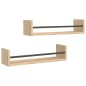 vidaXL Wandregale mit Stangen 2 Stk. Sonoma-Eiche 60x16x14 cm vidaXL Wandregale mit Stangen 2 Stk. Sonoma-Eiche 60x16x14 cm