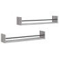 vidaXL Wandregale mit Stangen 2 Stk. Grau Sonoma 80x16x14 cm vidaXL Wandregale mit Stangen 2 Stk. Grau Sonoma 80x16x14 cm