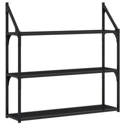 vidaXL Wandregal 3 Fächer Schwarz 80x21x78,5 cm Holzwerkstoff