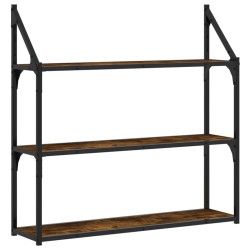 vidaXL Wandregal 3 Fächer Räuchereiche 80x21x78,5 cm Holzwerkstoff