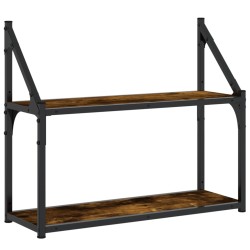 vidaXL Wandregal 2 Fächer Räuchereiche 60x21x51 cm Holzwerkstoff