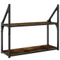vidaXL Wandregal 2 Fächer Räuchereiche 60x21x51 cm Holzwerkstoff vidaXL Wandregal 2 Fächer Räuchereiche 60x21x51 cm Holzwerkstoff