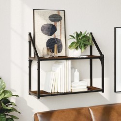 vidaXL Wandregal 2 Fächer Braun Eichen-Optik 60x21x51 cm Holzwerkstoff