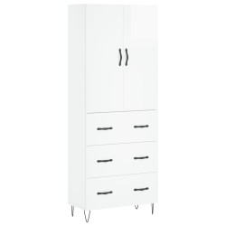 vidaXL Highboard Hochglanz-Weiß 69,5x34x180 cm Holzwerkstoff
