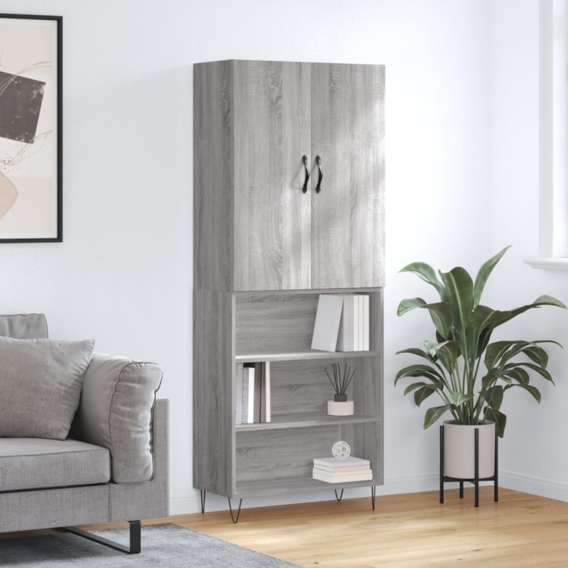 vidaXL Highboard Grau Sonoma 69,5x34x180 cm Holzwerkstoff vidaXL Highboard Grau Sonoma 69,5x34x180 cm Holzwerkstoff