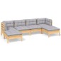 vidaXL 6-tlg. Garten-Lounge-Set mit Grauen Kissen Kiefernholz vidaXL 6-tlg. Garten-Lounge-Set mit Grauen Kissen Kiefernholz