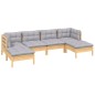 vidaXL 6-tlg. Garten-Lounge-Set mit Grauen Kissen Kiefernholz vidaXL 6-tlg. Garten-Lounge-Set mit Grauen Kissen Kiefernholz