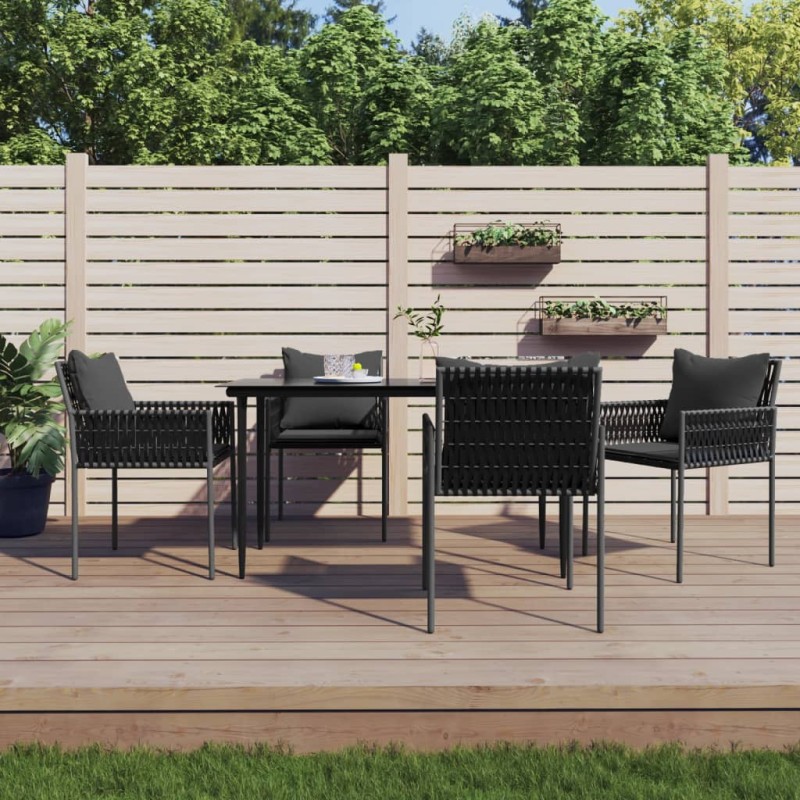 vidaXL Gartenstühle mit Kissen 4 Stk. Schwarz 54x61x83 cm Poly Rattan vidaXL Gartenstühle mit Kissen 4 Stk. Schwarz 54x61x83 cm Poly Rattan