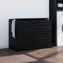 vidaXL Wäschetruhe Schwarz 88,5x44x66 cm Massivholz Kiefer