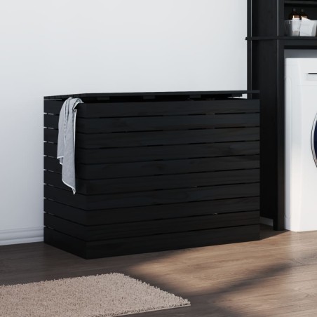 vidaXL Wäschetruhe Schwarz 88,5x44x66 cm Massivholz Kiefer