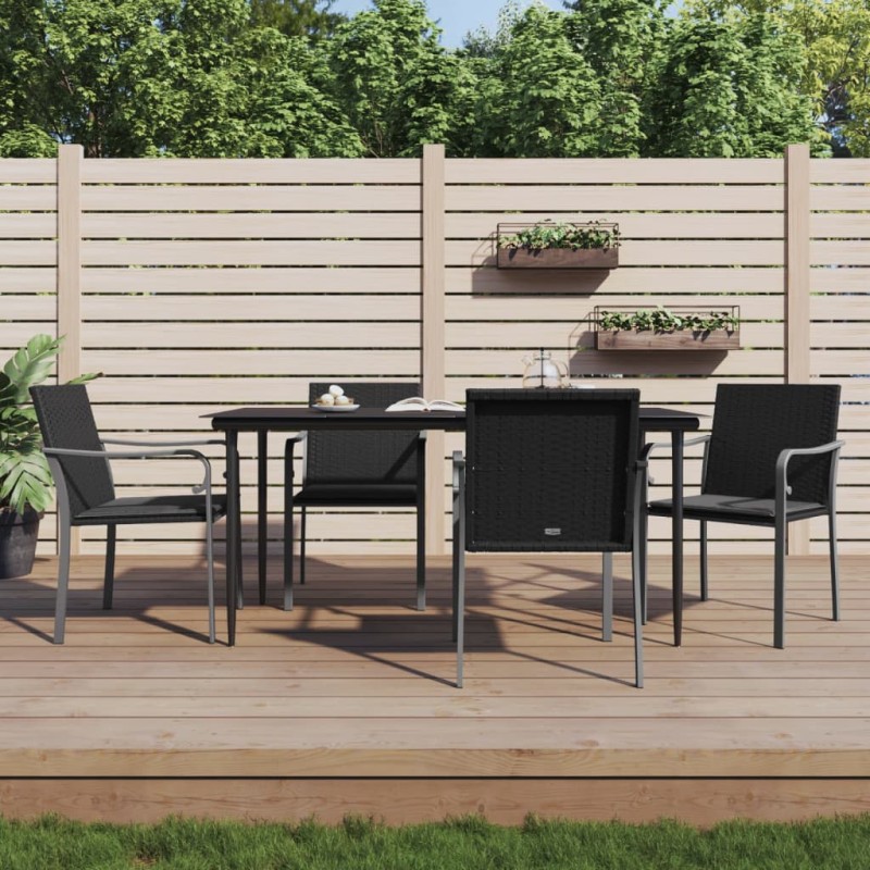 vidaXL Gartenstühle mit Kissen 4 Stk. Schwarz 56x59x84 cm Poly Rattan vidaXL Gartenstühle mit Kissen 4 Stk. Schwarz 56x59x84 cm Poly Rattan