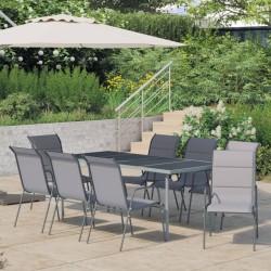 vidaXL 9-tlg. Garten-Essgruppe Stahl Anthrazit