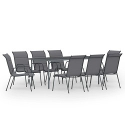 vidaXL 9-tlg. Garten-Essgruppe Stahl Anthrazit