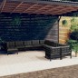 vidaXL 11-tlg. Garten-Lounge-Set mit Kissen Schwarz Kiefernholz vidaXL 11-tlg. Garten-Lounge-Set mit Kissen Schwarz Kiefernholz