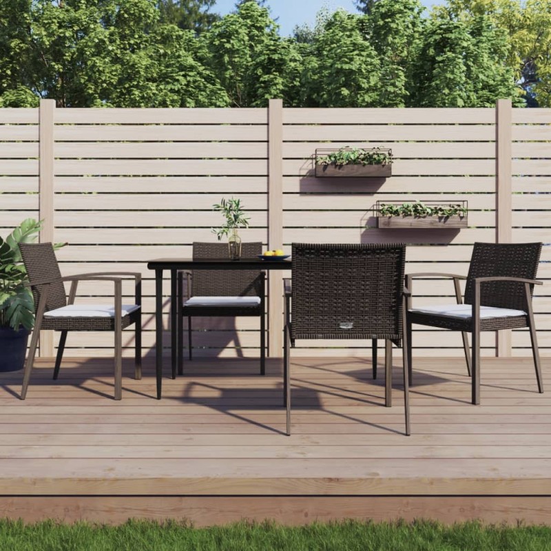 vidaXL Gartenstühle mit Kissen 4 Stk. Braun 56,5x57x83 cm Poly Rattan vidaXL Gartenstühle mit Kissen 4 Stk. Braun 56,5x57x83 cm Poly Rattan