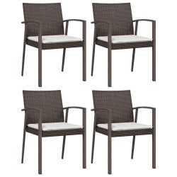 vidaXL Gartenstühle mit Kissen 4 Stk. Braun 56,5x57x83 cm Poly Rattan