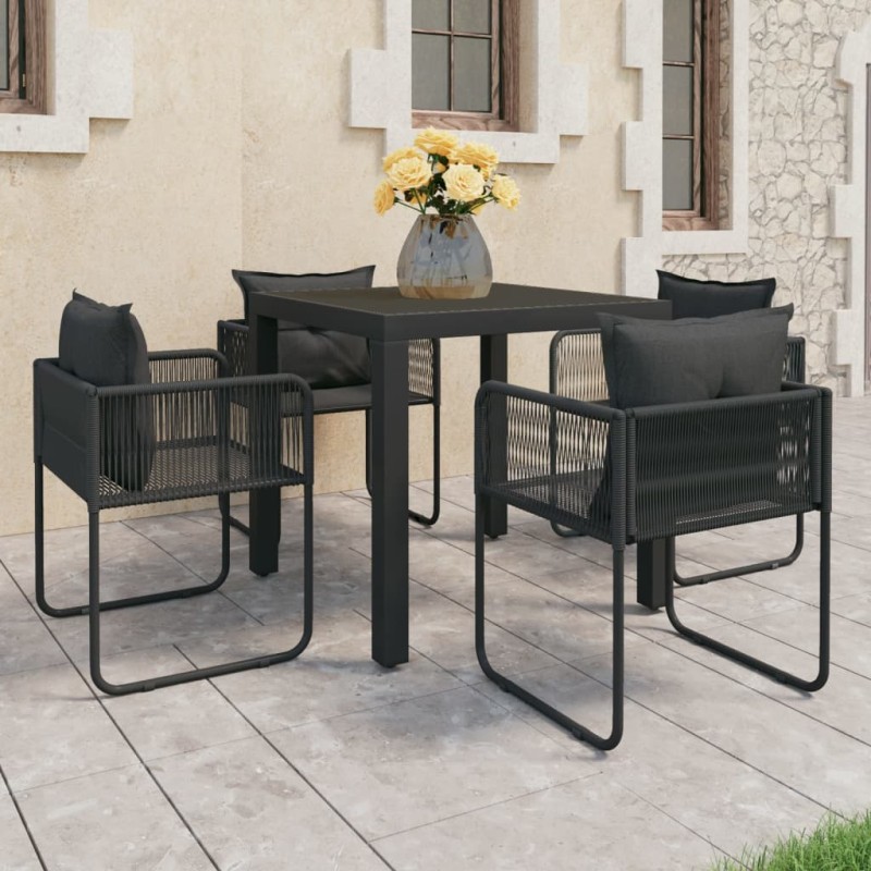 vidaXL 5-tlg. Garten-Essgruppe PVC Rattan Schwarz vidaXL 5-tlg. Garten-Essgruppe PVC Rattan Schwarz