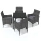 vidaXL 5-tlg. Garten-Essgruppe mit Kissen Poly Rattan Grau vidaXL 5-tlg. Garten-Essgruppe mit Kissen Poly Rattan Grau