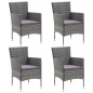 vidaXL 5-tlg. Garten-Essgruppe mit Kissen Poly Rattan Grau vidaXL 5-tlg. Garten-Essgruppe mit Kissen Poly Rattan Grau