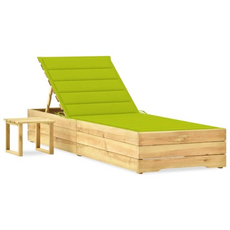 vidaXL Garten-Sonnenliege mit Tisch und Auflage Kiefer Imprägniert