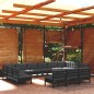 vidaXL 13-tlg. Garten-Lounge-Set mit Kissen Schwarz Kiefer Massivholz vidaXL 13-tlg. Garten-Lounge-Set mit Kissen Schwarz Kiefer Massivholz