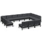 vidaXL 13-tlg. Garten-Lounge-Set mit Kissen Schwarz Kiefer Massivholz vidaXL 13-tlg. Garten-Lounge-Set mit Kissen Schwarz Kiefer Massivholz