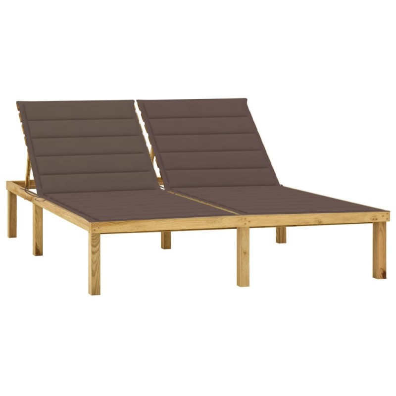 vidaXL Doppel-Sonnenliege mit Taupe Auflagen Kiefer Imprägniert vidaXL Doppel-Sonnenliege mit Taupe Auflagen Kiefer Imprägniert