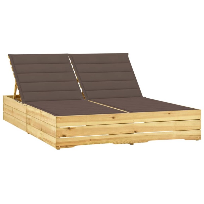 vidaXL Doppel-Sonnenliege mit Taupe Auflagen Kiefer Imprägniert vidaXL Doppel-Sonnenliege mit Taupe Auflagen Kiefer Imprägniert
