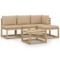 vidaXL 5-tlg. Garten-Lounge-Set mit Beige Kissen vidaXL 5-tlg. Garten-Lounge-Set mit Beige Kissen