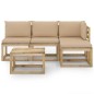 vidaXL 5-tlg. Garten-Lounge-Set mit Beige Kissen vidaXL 5-tlg. Garten-Lounge-Set mit Beige Kissen