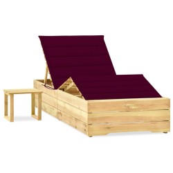 vidaXL Garten-Sonnenliege mit Tisch und Auflage Kiefer Imprägniert