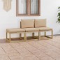 vidaXL 3-tlg. Garten-Lounge-Set mit Beige Kissen vidaXL 3-tlg. Garten-Lounge-Set mit Beige Kissen