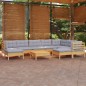 vidaXL 10-tlg. Garten-Lounge-Set mit Grauen Kissen Kiefer Massivholz vidaXL 10-tlg. Garten-Lounge-Set mit Grauen Kissen Kiefer Massivholz
