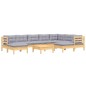 vidaXL 10-tlg. Garten-Lounge-Set mit Grauen Kissen Kiefer Massivholz vidaXL 10-tlg. Garten-Lounge-Set mit Grauen Kissen Kiefer Massivholz