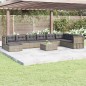 vidaXL 9-tlg. Garten-Lounge-Set mit Kissen Grau Poly Rattan vidaXL 9-tlg. Garten-Lounge-Set mit Kissen Grau Poly Rattan