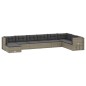 vidaXL 9-tlg. Garten-Lounge-Set mit Kissen Grau Poly Rattan vidaXL 9-tlg. Garten-Lounge-Set mit Kissen Grau Poly Rattan